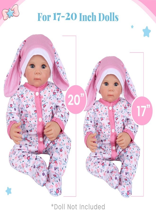 BABESIDE مجموعة ملابس وإكسسوارات دمى الأطفال حديثي الولادة من بيبي سايد، 4 قطع، لدمى الأطفال مقاس 17-20 بوصة، طقم ملابس دمى زهرية اللون مع قبعة، لهاية وسلسلة للدمى للبنات والأولاد (الدمية غير متضمنة). - Image 4